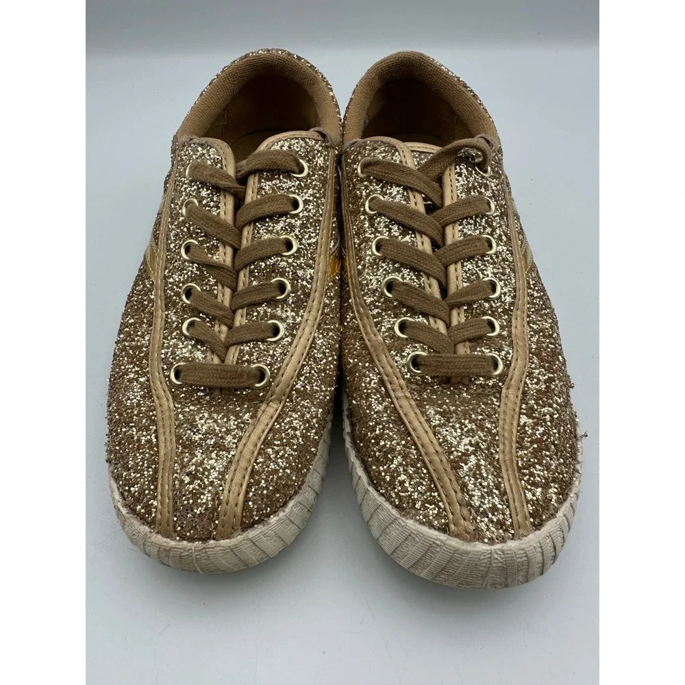 Tretorn Nylite Plus Glitter Plus Sneakers 7M Gold Sparkle Low Top Glam Shoes